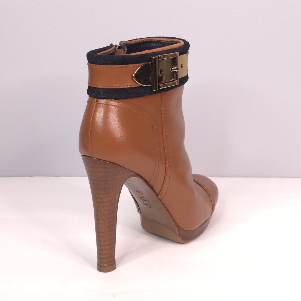 Tory Burch Cognac/Navy Belinda Ankle Bootie - Picture 5 of 12